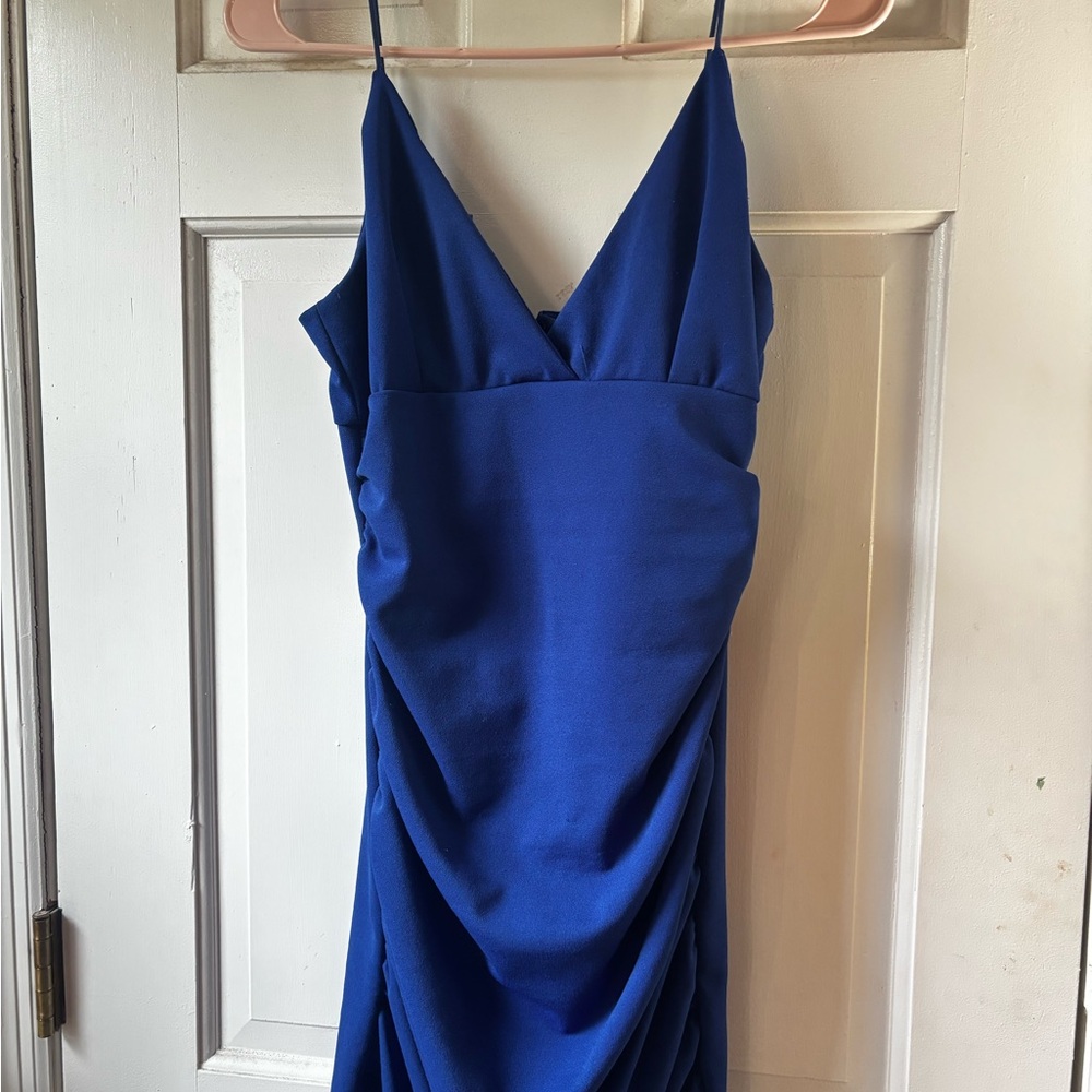 Elegant Blue Spaghetti Strap Dress